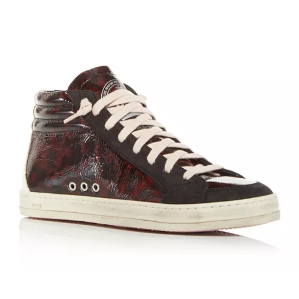 P448 Women's High-Top Sneakers in Burgundy and Cream